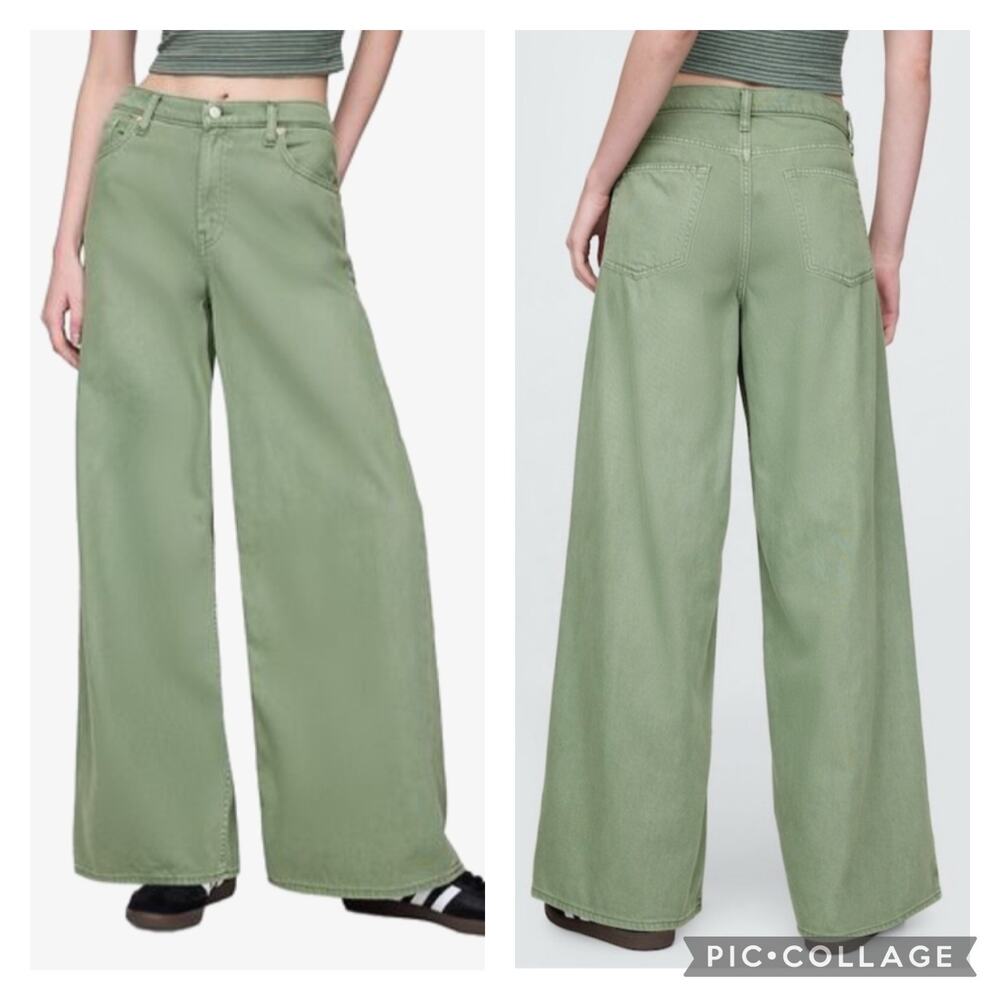 GAP Baggy Mid Rise Jeans Ultrasoft Denim Green Size 10